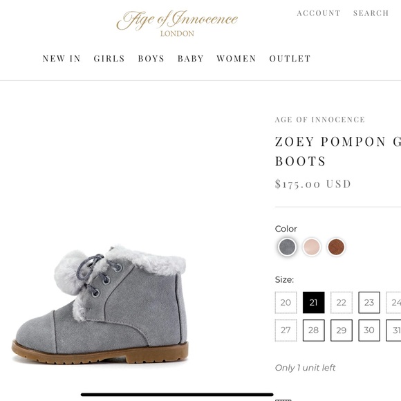 ZOEY POMPON GREY boots Age of Innocence - Picture 9 of 9